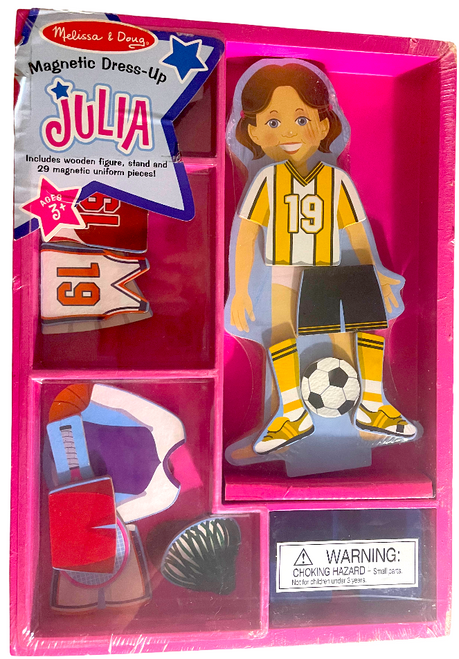 NEW Melissa & Doug Magnetic Dress Up Julia Wood Sports 29 pieces Ages 3+ / 21z