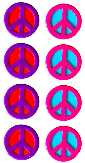 8-Pack Colorful PEACE SYMBOL Refrigerator Magnets - Very Cute - Groovy - 12z