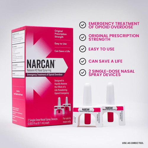 2 DOSES OTC Naloxone 4mg Nasal Spray FRESH DATED- Choose Narcan or Generic / 13z