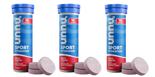 3pk Nuun Sport Electrolyte Tablets for Proactive Hydration, Fruit Punch 13z