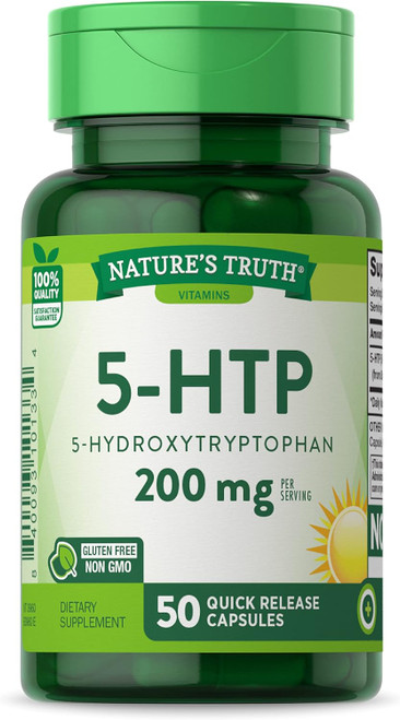 Natures Truth 5-HTP 5-Hydroxytryptophan 200mg 50 Quick Release Capsules 12/25 9z