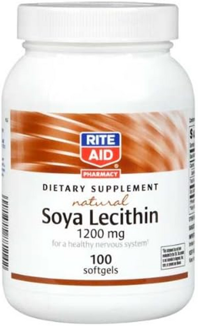 100 Softgels SOYA LECITHIN 1200mg Factory FRESH exp 1/25 Rite Aid Pharmacy 13z