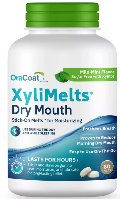 OraCoat XyliMelts for Dry Mouth, MILD MINT, 80 ct Bottle , Lasts Hours 3/26 13z