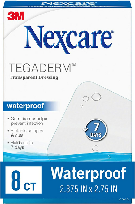 8 Nexcare Tegaderm Waterproof Transparent Dressing Germ Barrier, Protects Cuts