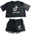 Ladies XL TikTok Workout Outfit - Cut-Off Shirt and Shorts - Black - Tik Tok 16z