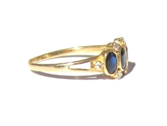 Vintage Three Stone Blue Sapphire 14K Ring California Girl Fine Jewelry