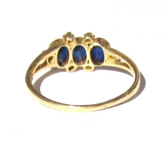 Vintage Three Stone Blue Sapphire 14K Ring California Girl Fine Jewelry