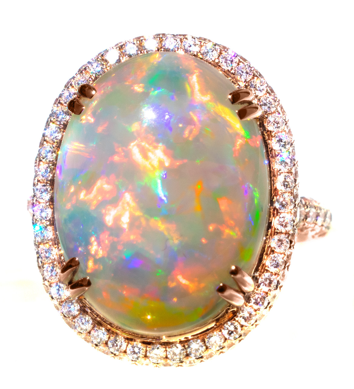 Australian Mintabie Opal & Diamond 18K Ring