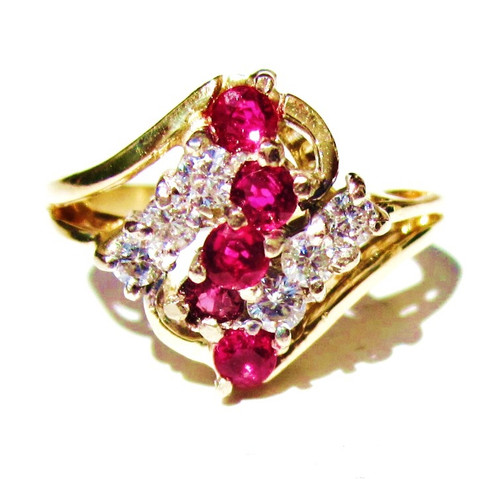 Vintage Ruby & Diamond Waterfall Ring Vintage Ruby & Diamond Waterfall Ring