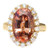 Large Peach Zircon & Diamond 18K Ring Large Peach Zircon & Diamond 18K Ring