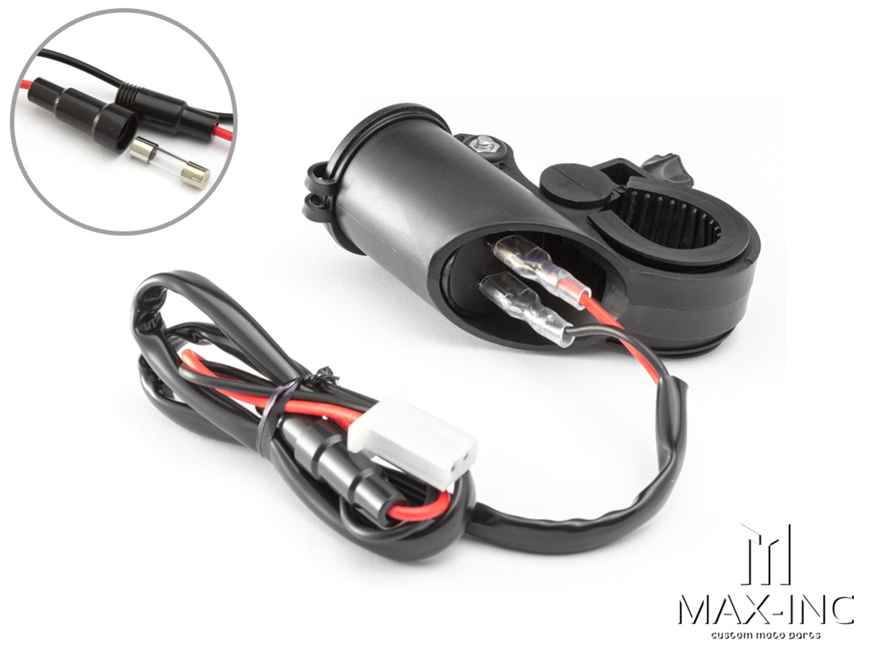 Motorcycle HandleBar USB Plug w/Mount, Twin USB, Handlebar mount USB  7/8ths