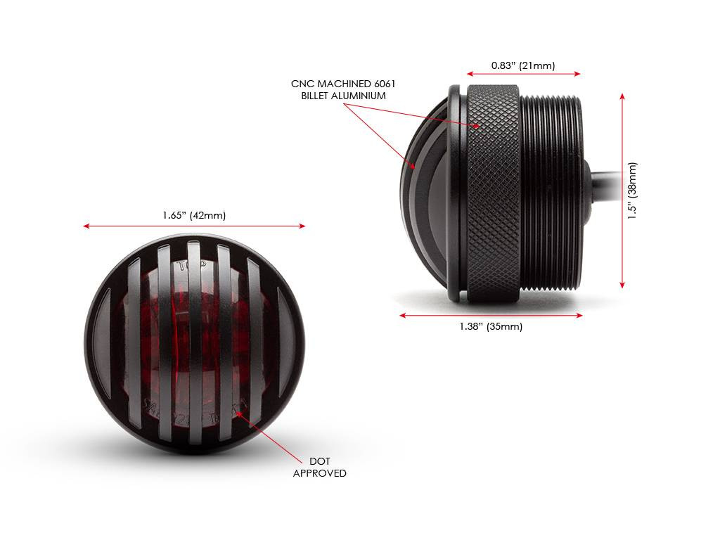 Solid Mini Flush Mount Black Motorcycle LED Brake Stop | Taillight