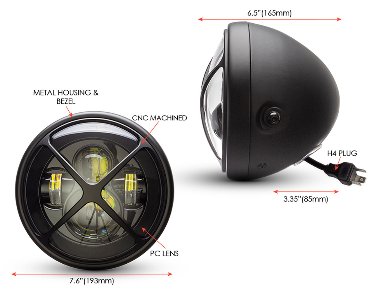 7 inch Headlight LED motorcycle | 7 inch Black Multi Projector LED