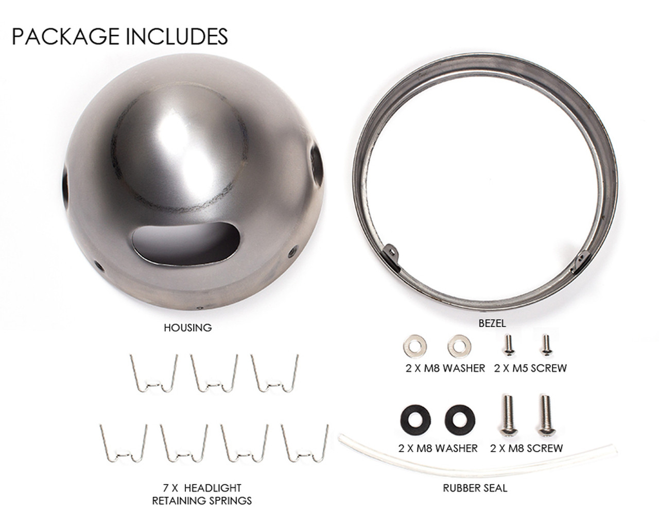 H7-40ベジット 7 Inch Motorcycle Headlight | Billet X Guard | H4 Halogen