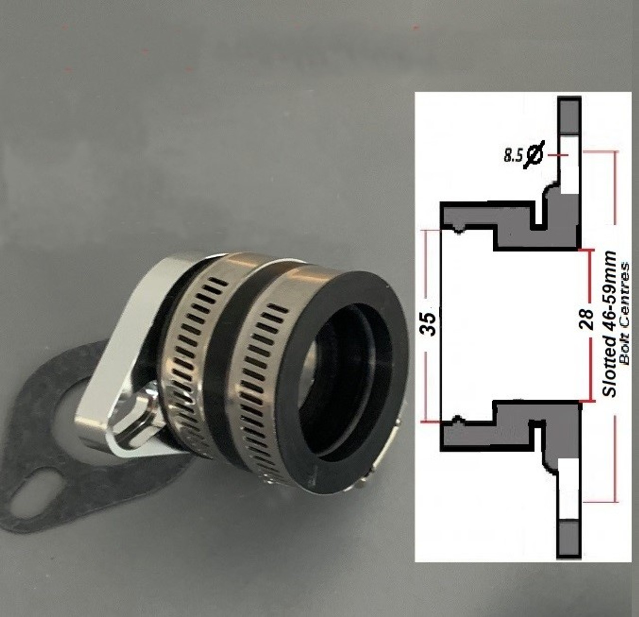 Mikuni Universal Flange Assy 28mm ID, 35mm Boot ID, 46-59mm