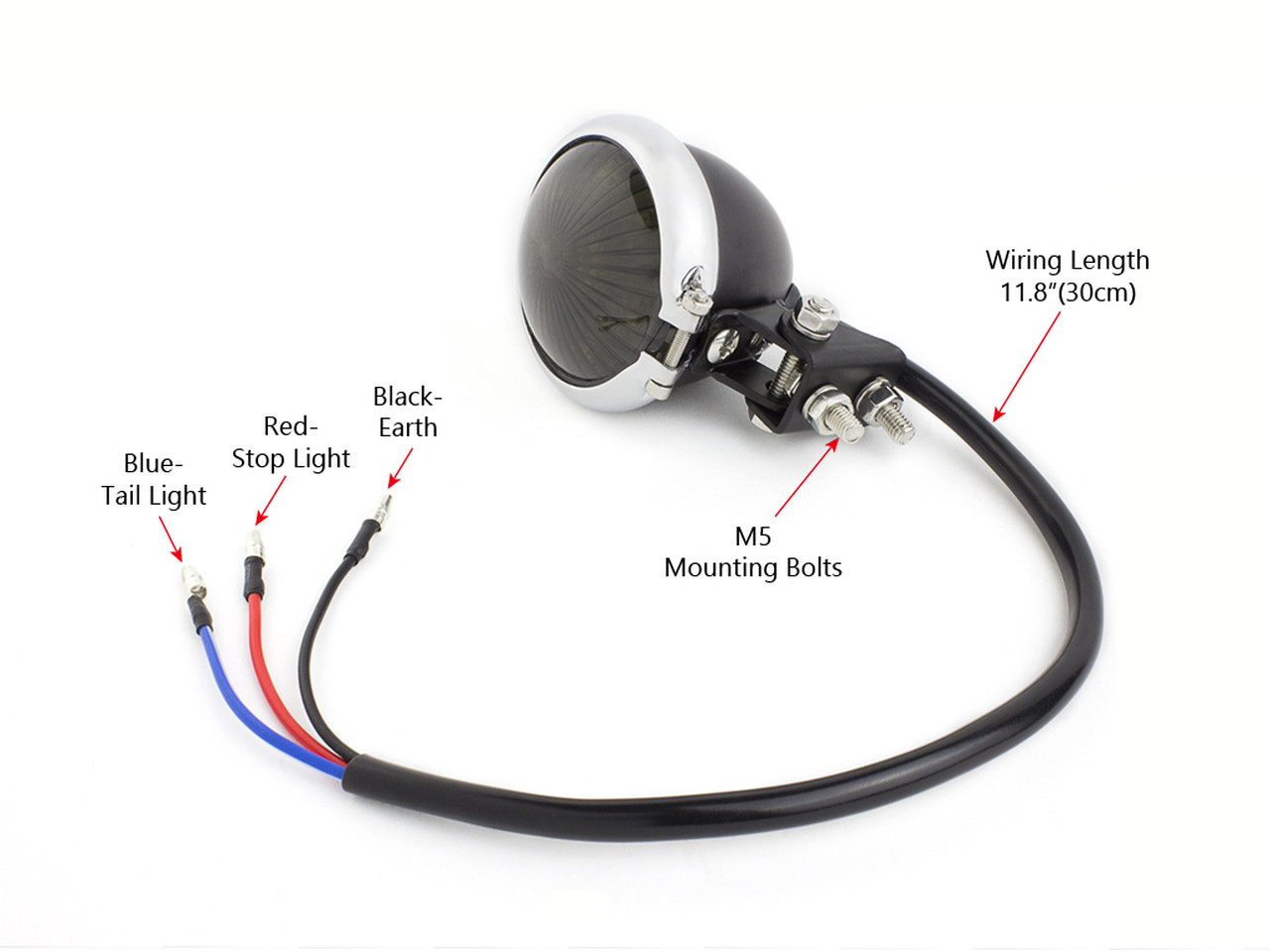 Motorcycle Taillight Matte Black Chrome Ring Mini LED Stop Tail