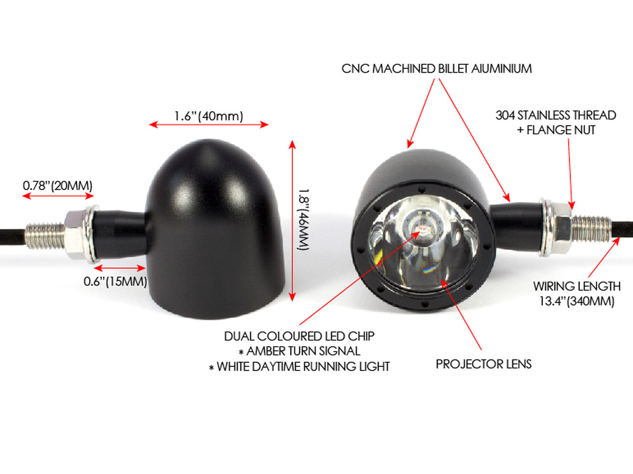 Motorcycle Billet Aluminum Integrated Led Turn Signals Running Light