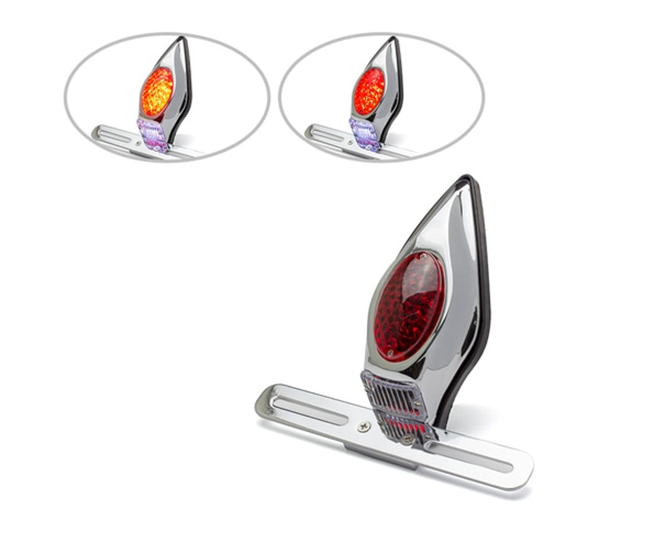 Motorcycle Chrome Alloy Tombstone LED Stop / Tail Light