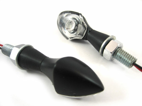 BLACK MICRO LED TURN SIGNALS / INDICATORS

These high quality turn signals feature an alloy housing and a super bright single LED with projector lens.

Great for naked bike conversions or streetfighters.

SPECIFICATIONS
12 VOLT
ALLOY HOUSING
UNIVERSAL FITMENT
E-MARKED
DIMENSIONS - PLEASE SEE PHOTOS
PACKAGE INCLUDES: 2 X BLACK LED TURN SIGNALS