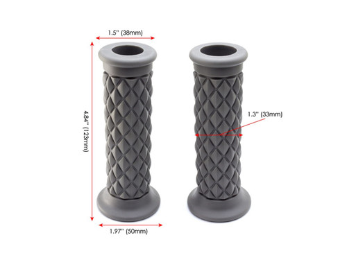 Grey Diamond Cut Handlebar Grips | 7/8" (22mm) Motorcycle Grip | Comfy