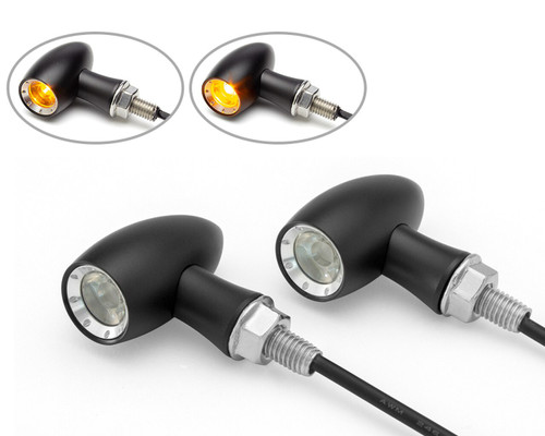 Black w/Aluminum Bezel Motorcycle Turn Signal Kit