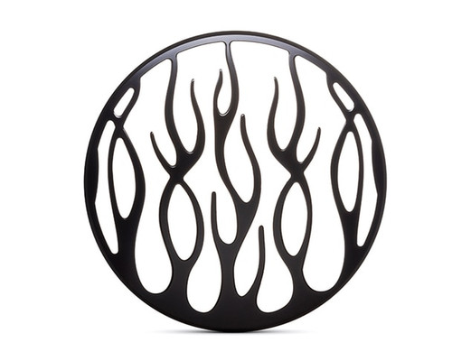 Motorcycle or Car 7 inch headlight guard cover Flame Grill Design | Black CNC Aluminum |