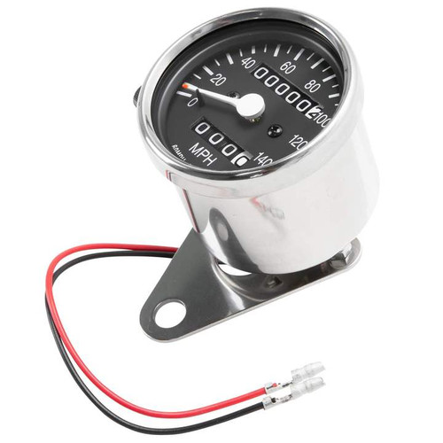 Motorcycle Speedometer chrome mini Dia. 2.5 with bracket (honda, kawasaki, suzuki, yamaha)
