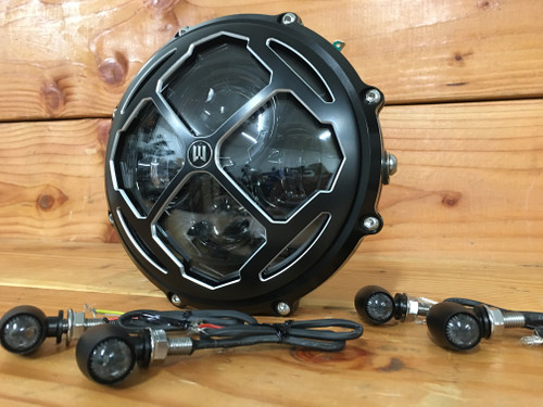 LED motorcycle headlight turn signal combo