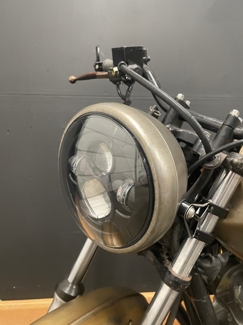 Motorcycle 7 Inch LED Projector Hi/Low Beam + Raw Metal Bucket