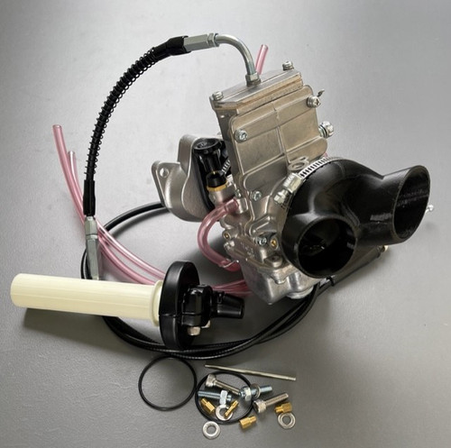 Single carb conversion for XT600E. Boost performance & throttle response with Mikuni TM38 Flatslide. Fits 1990–1995 models with side-facing air boots.
