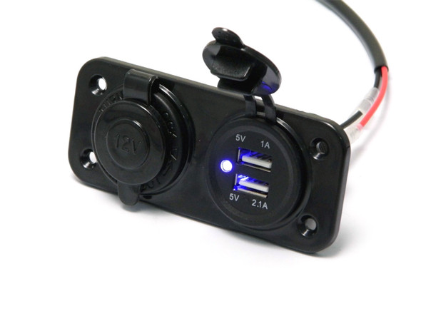 Hella Style DIN Male Plug, Twin USB Power Supply