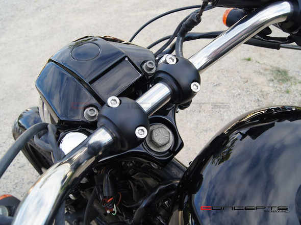Matte Black Billet Aluminum Old School Harley Davidson Cafe Racer Risers - 1" Motorcycle handlebars