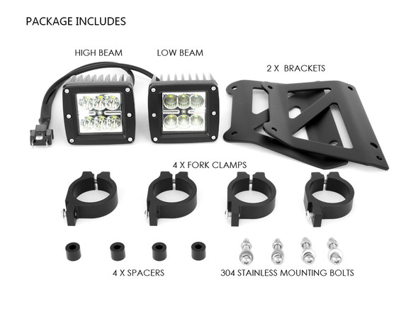 Dual Stacked Motorcycle LED Headlight | Multiple Fork Size | Street Fighter | Naked Bike Dual Stacked Motorcycle LED Headlight | Multiple Fork Size | Street Fighter | Naked Bike