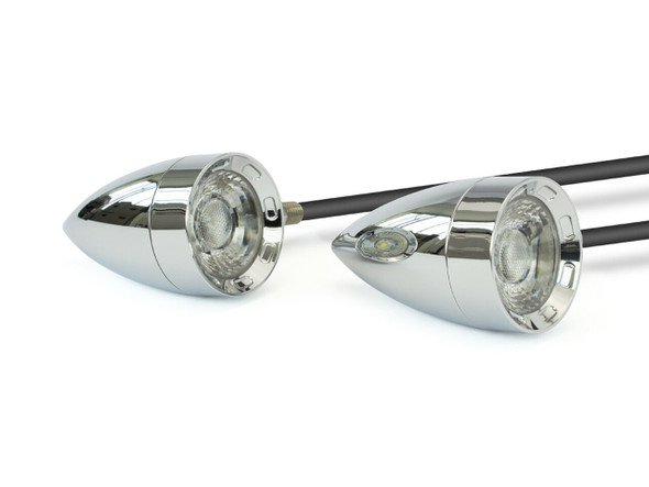 The best integrated turns signals for your bike. From stockers to big budget builds.
These Integrated LED Turn Signals are CNC machined, super bright and are very high quality. T
hey combine all the functions needed for the rear of your motorcycle packed into an all-in-one small & discreet Classic housing.
They feature a Super Bright Dual Color 3w Cree LED Chip and a projector lens which magnifies the light.
The Dual Colored LED changes color between functions - Amber LED for Turn Signals and 2 stage Red LED for your Stop & Tail Lights.
Ideal for Harley Davidson, Custom Bikes, Cafe Racers, Trikes, Streetfighters, Naked Bikes, Sport Bikes, Hot Rods, etc.
Note: LED Turn signals may require LED load resistors to control the flash speed.
SPECIFICATIONS
12 VOLT
1 X SUPER BRIGHT GENUINE DUAL COLORED 3W CREE LED CHIP
PROJECTOR LENS
6061 MACHINED BILLET ALUMINIUM HOUSING
FUNCTION 1: AMBER TURN SIGNAL
FUNCTION 2: RED TAIL LIGHT
FUNCTION 3: RED STOP LIGHT
THREAD SIZE: M8
DEEP CHROME
UNIVERSAL FITMENT
PACKAGE INCLUDES: 2 X INTEGRATED TURN SIGNALS WITH WIRING DIAGRAM The best integrated turns signals for your bike. From stockers to big budget builds.
These Integrated LED Turn Signals are CNC machined, super bright and are very high quality. T
hey combine all the functions needed for the rear of your motorcycle packed into an all-in-one small & discreet Classic housing.
They feature a Super Bright Dual Color 3w Cree LED Chip and a projector lens which magnifies the light.
The Dual Colored LED changes color between functions - Amber LED for Turn Signals and 2 stage Red LED for your Stop & Tail Lights.
Ideal for Harley Davidson, Custom Bikes, Cafe Racers, Trikes, Streetfighters, Naked Bikes, Sport Bikes, Hot Rods, etc.
Note: LED Turn signals may require LED load resistors to control the flash speed.
SPECIFICATIONS
12 VOLT
1 X SUPER BRIGHT GENUINE DUAL COLORED 3W CREE LED CHIP
PROJECTOR LENS
6061 MACHINED BILLET ALUMINIUM HOUSING
FUNCTION 1: AMBER TURN SIGNAL
FUNCTION 2: RED TAIL LIGHT
FUNCTION 3: RED STOP LIGHT
THREAD SIZE: M8
DEEP CHROME
UNIVERSAL FITMENT
PACKAGE INCLUDES: 2 X INTEGRATED TURN SIGNALS WITH WIRING DIAGRAM
