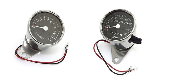 Motorcycle Speedometer /Tachometer chrome mini Dia. 2.5 with bracket (honda, kawasaki, suzuki, yamaha)