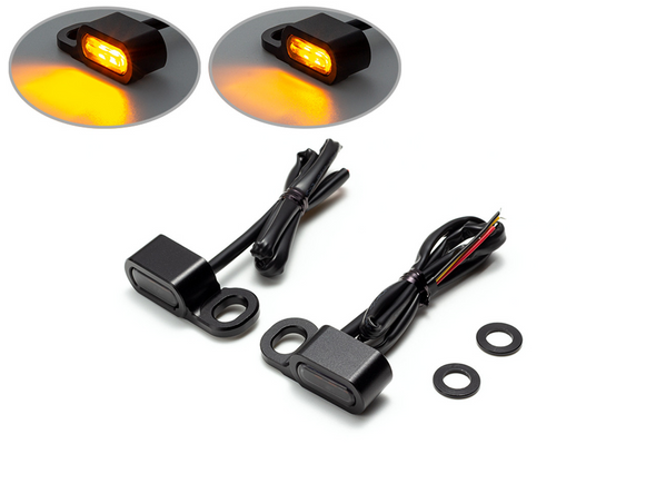 SMOKED Motorcycle Amber LED Mini Turn Signal | Easy Mount Motorcycle Turn Signal | Small and Bright