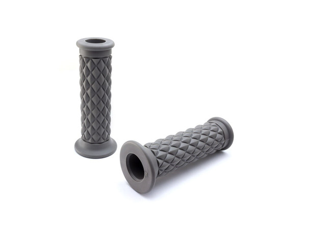 Grey Diamond Cut Handlebar Grips | 7/8" (22mm) Motorcycle Grip | Comfy