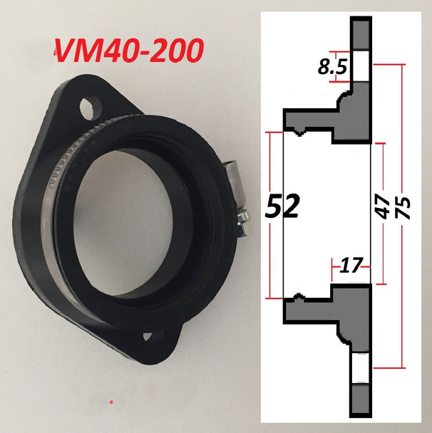 Mikuni Motorcycle intake manifold 75 centers 46 ID fits vm 40 to 44