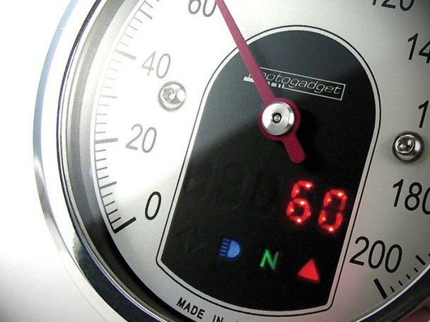 MotoGadget Motoscope tiny | Small Motorcycle Speedometer Gauge (mst) | Dash Lights