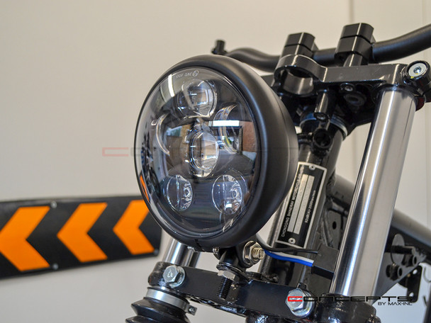 5.75" Bates Style LED Six Projector Matte Black Metal Headlight