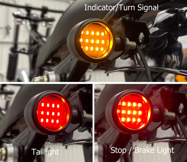 LED Integrated Turn Signals Front & Rear with Driving Light DRL, Stoplight and Taillight CNC Billet Aluminium