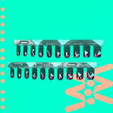 MUKA, letsmuka, Soft Anatomic Nails, Nail friendly manicure, NeWave, new wave, synth, abstract, triangle, triangles, lines, pink, green, aquamarine, black,  contrast, 80s, 80's,