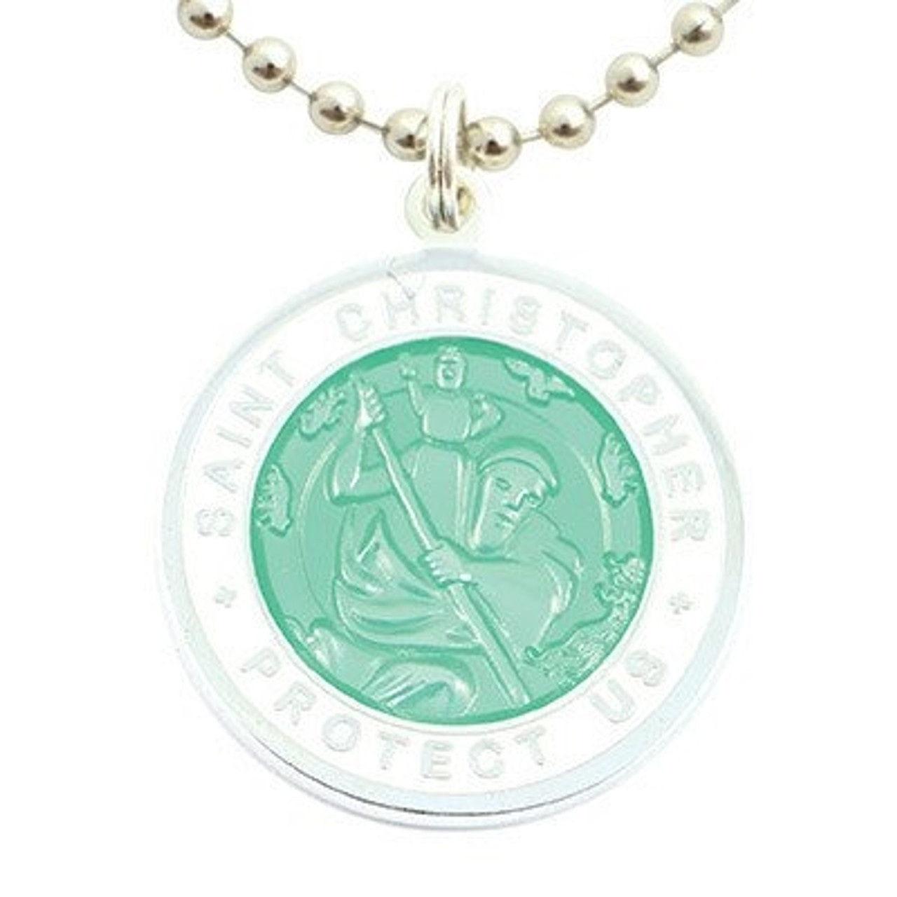 St Christopher Surf Medal Necklace Protector of Travel am/ye Aquamarine/ye  Small | eBay
