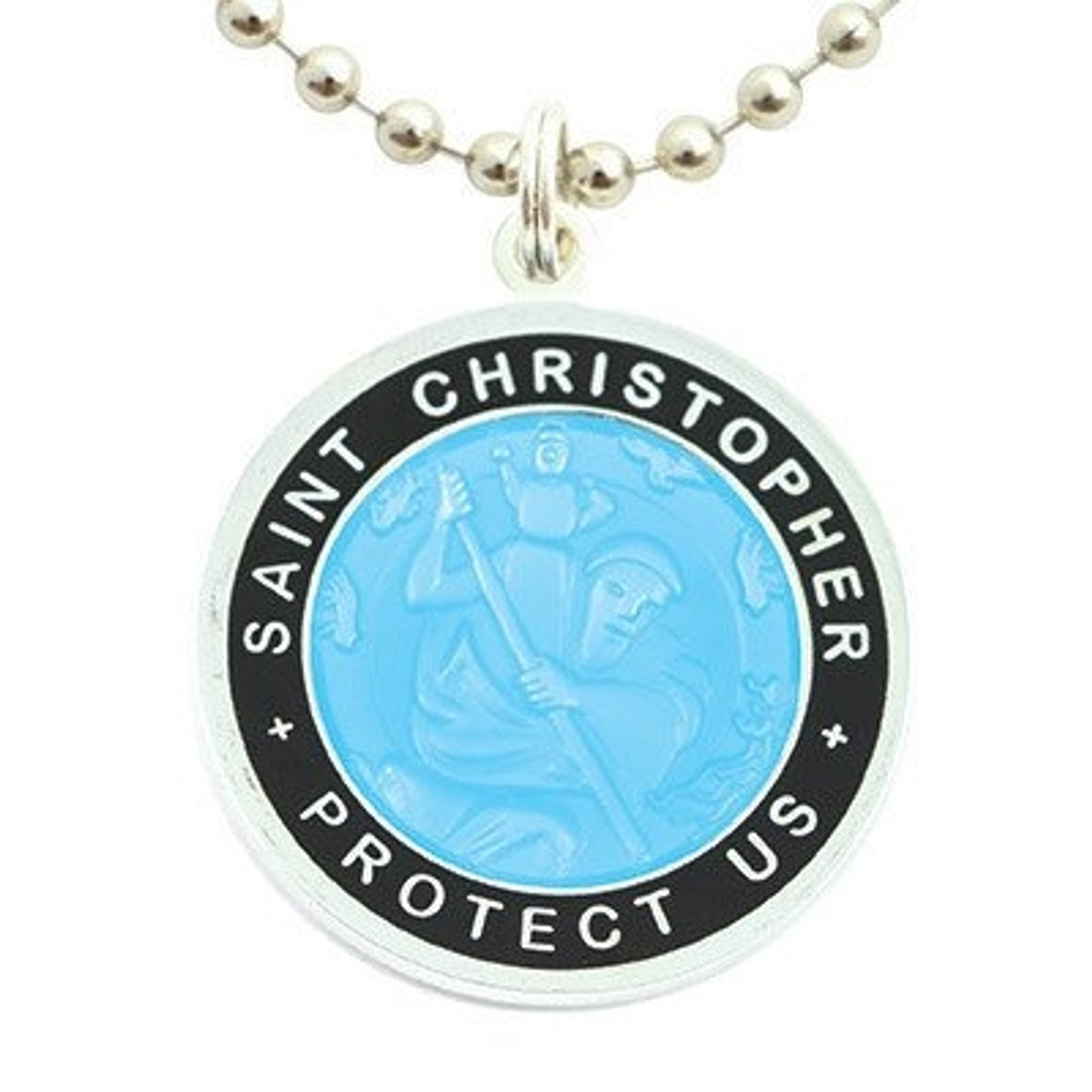 Amazon.com: Baja Billy's St Christopher 2 Pc Set Surf Medal Protector of  Travel Necklace sv-pi Small gr-wh Large: Clothing, Shoes & Jewelry