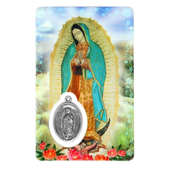 Our Lady of Guadalupe Holy Card with Medal C120