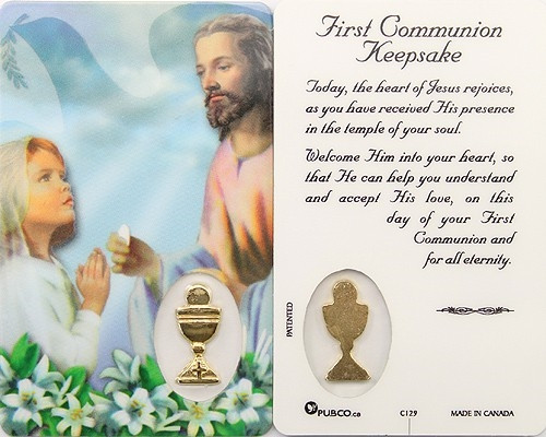 First Communion Keepsake Girl Laminated Holy Card C129