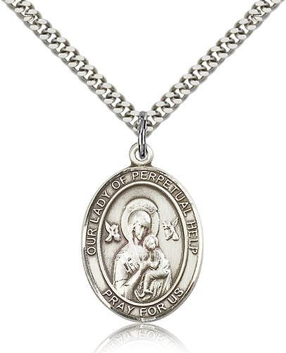 Sterling Silver Our Lady of Perpetual Help Pendant, Stainless