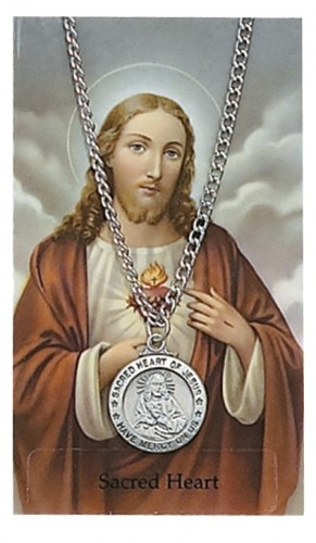 Sacred Heart Pendant and Prayer Card Set
