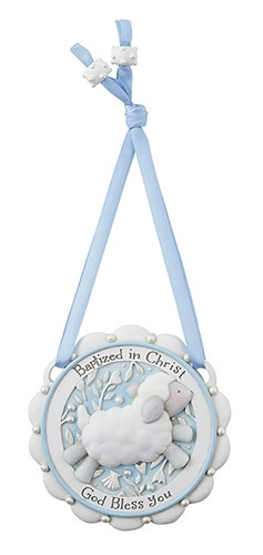 Blue Baptism Crib Medal D3077