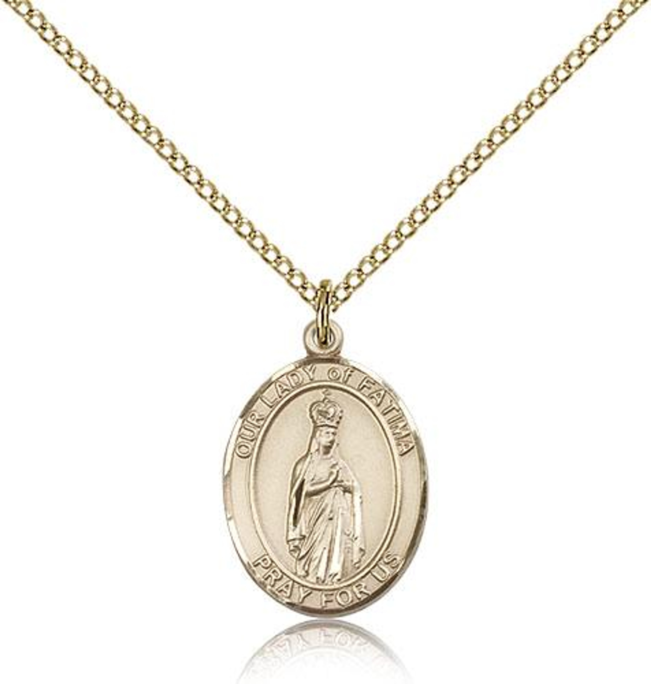 Gold Filled Our Lady of Fatima Pendant, Gold Filled Lite Curb Chain ...